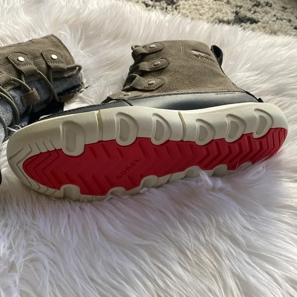 ❄️SOREL Explorer II Joan Felt WP Green white black red Women’s 6 - Picture 4 of 17